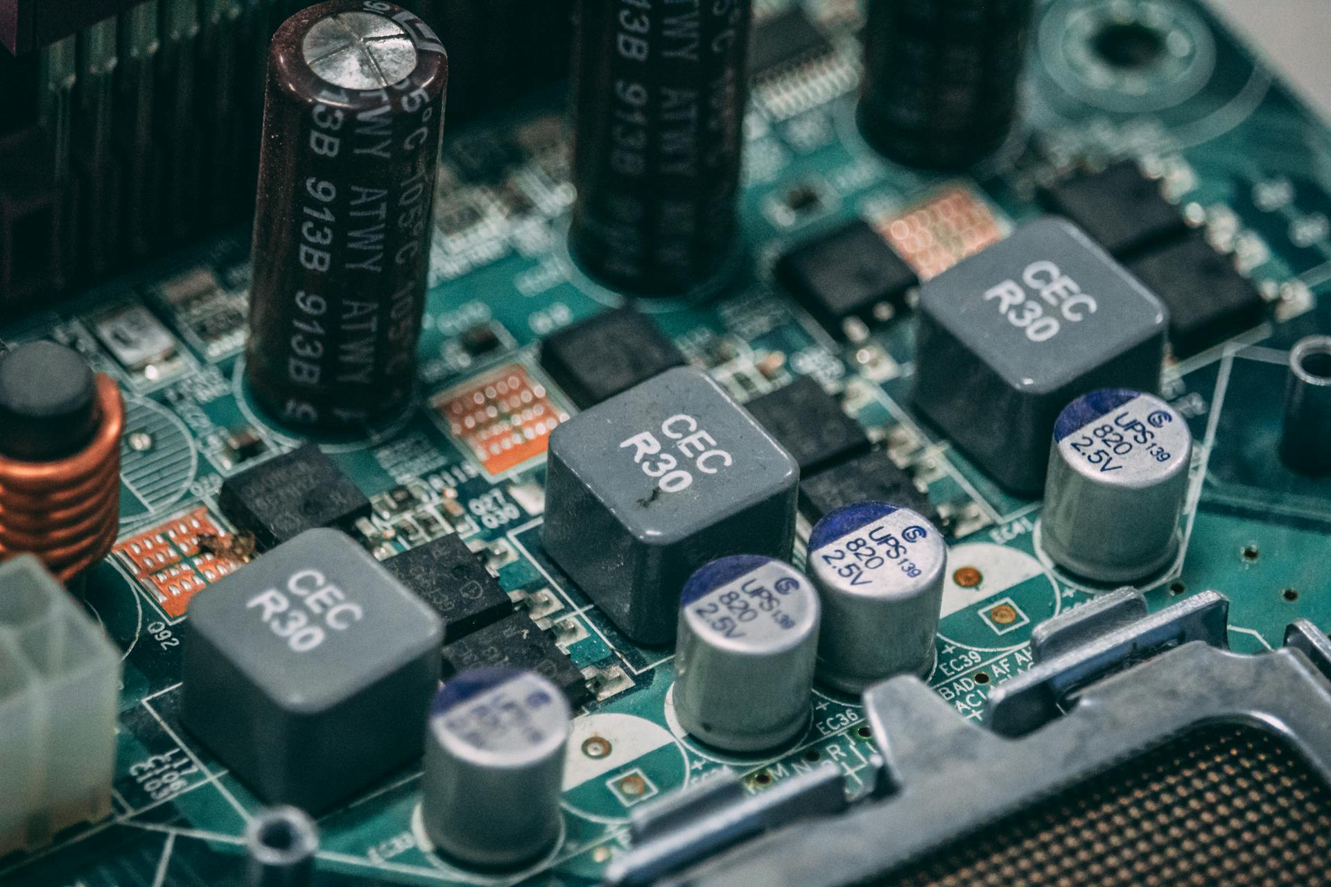 Close-up of electronic components on a PCB