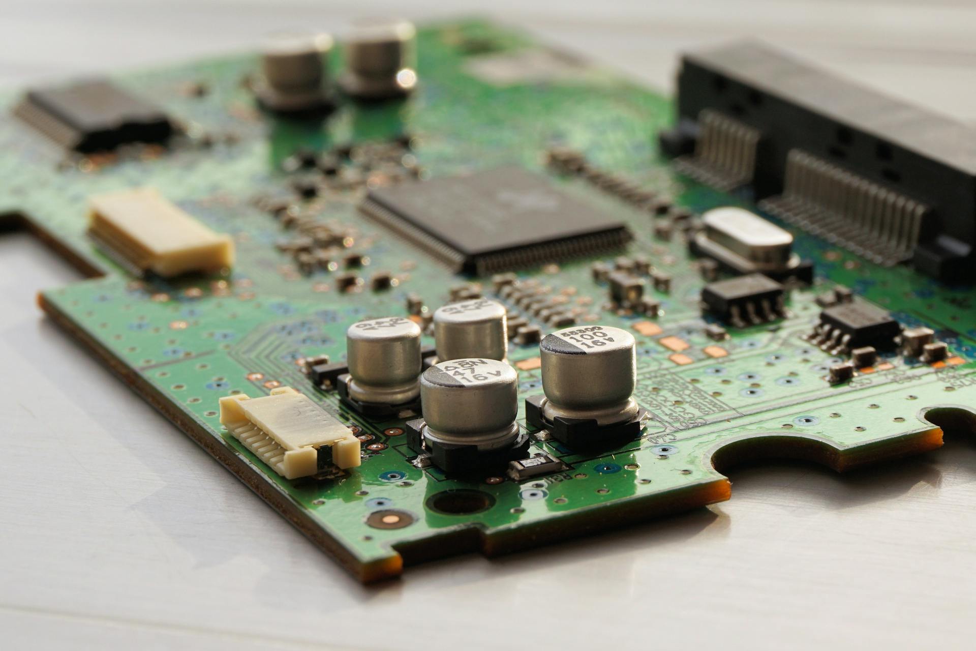 Assembled PCB with components